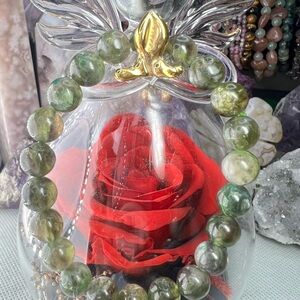 Green Lepidolite Quartz Beaded Bracelet Reiki Natural Crystal Flash 19G 8MM